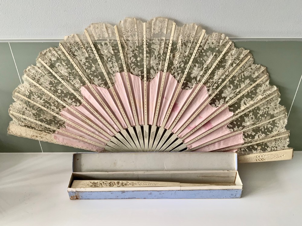 Two late 19th early 20th century bone fans View III