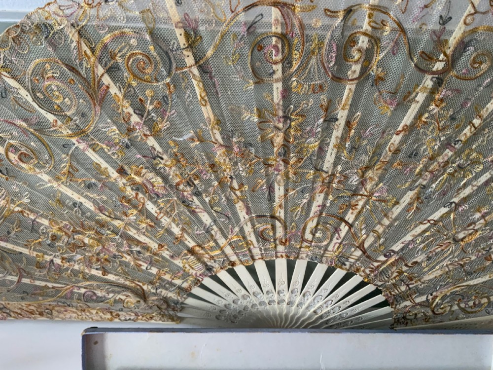 Two late 19th early 20th century bone fans View V