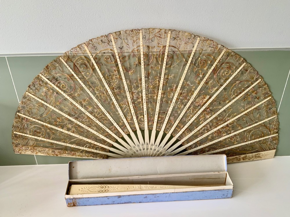 Two late 19th early 20th century bone fans View VI