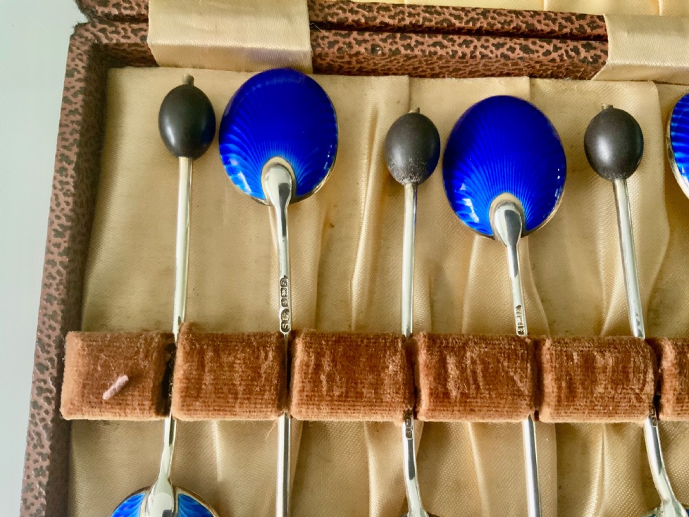 Demitasse silver and enamel spoons View III