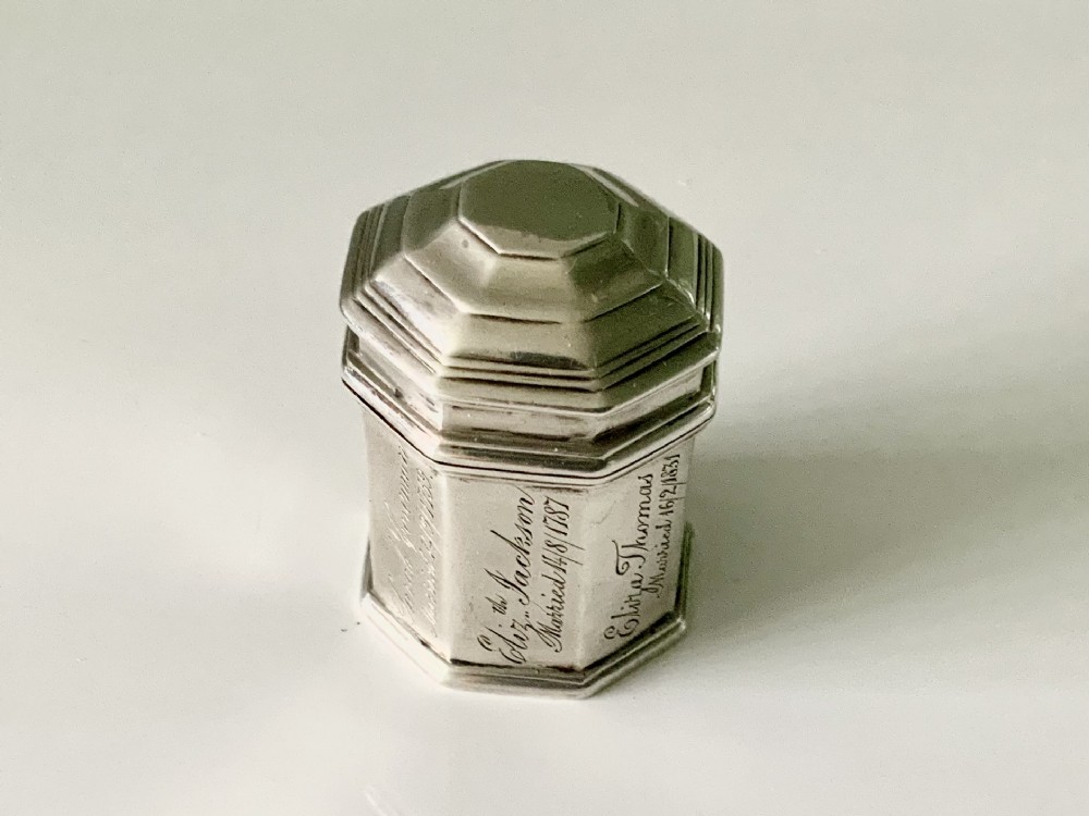 18th century silver octagonal box