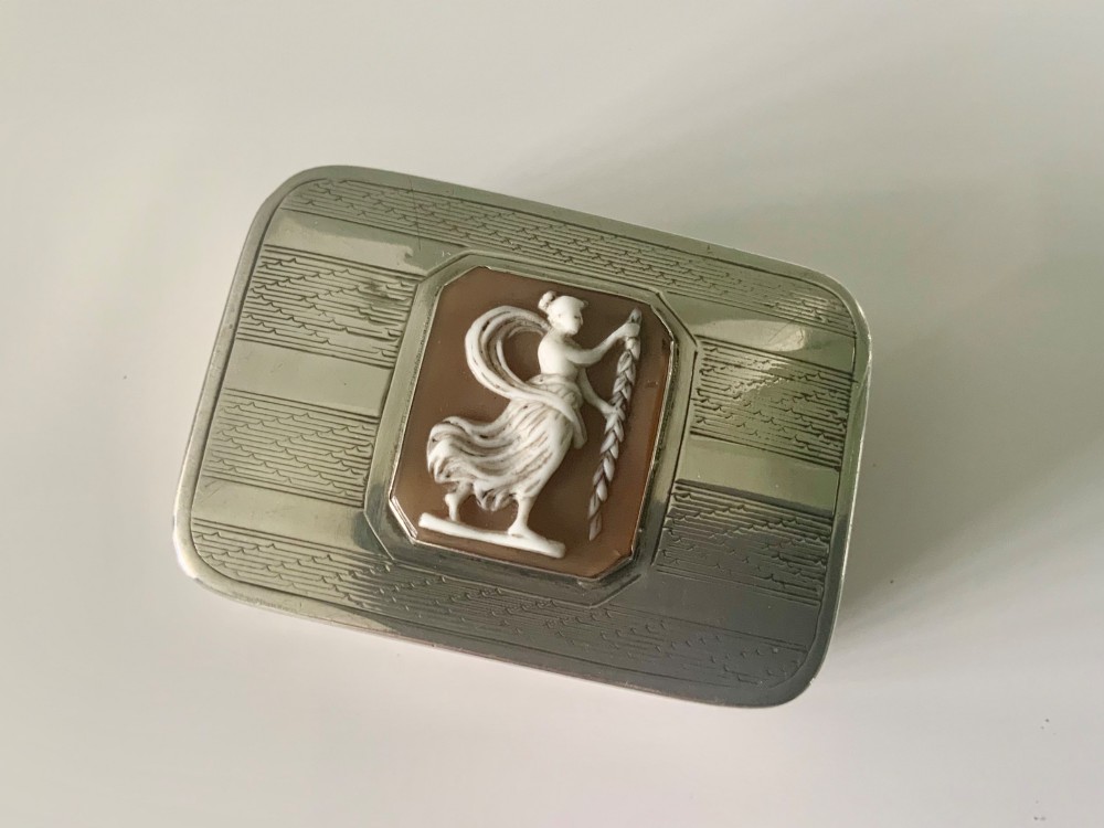Edwardian silver box cameo inset