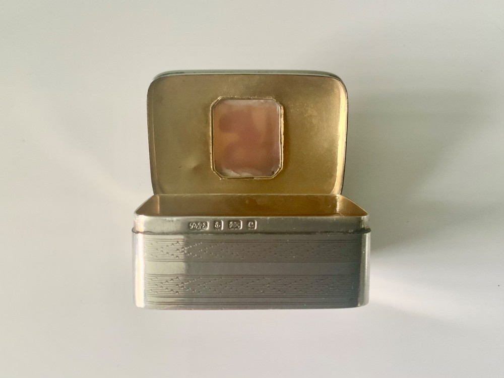 Edwardian silver box cameo inset View II