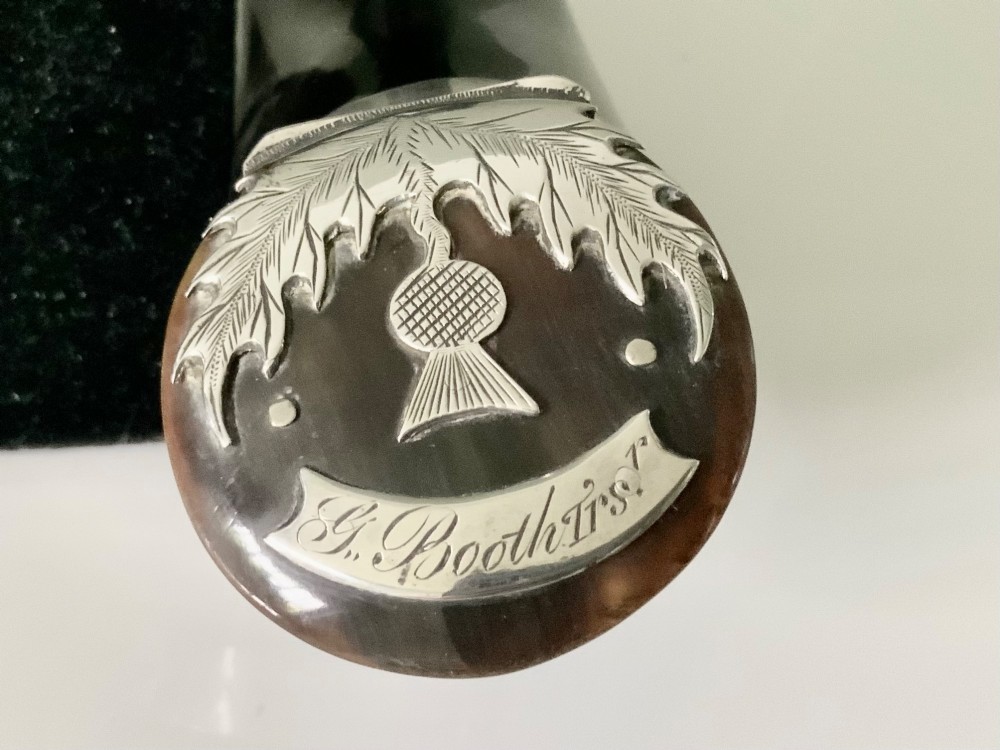 Scottish horn and silver snuff mull - interesting inscription View II