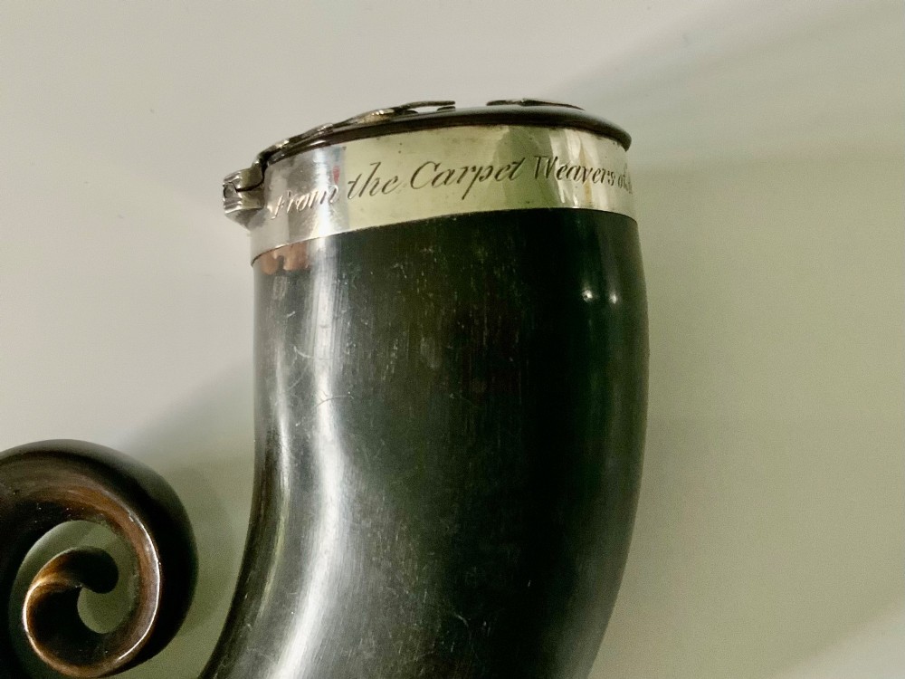 Scottish horn and silver snuff mull - interesting inscription View III