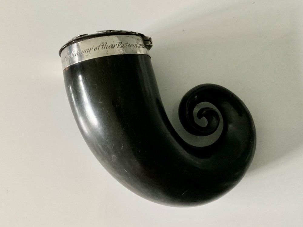 Scottish horn and silver snuff mull - interesting inscription View IV