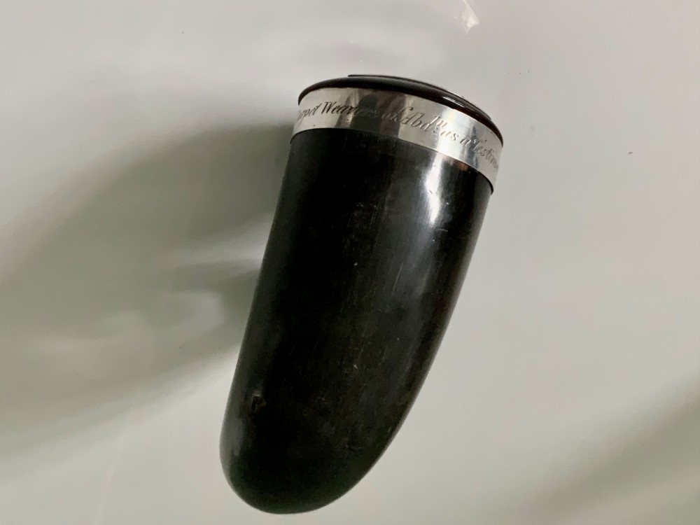 Scottish horn and silver snuff mull - interesting inscription View V