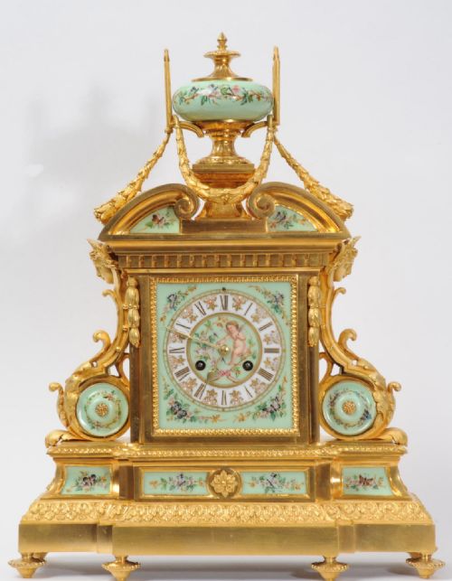 Large and Magnificent Ormolu and Sevres Porcelain Clock by Achille Brocot