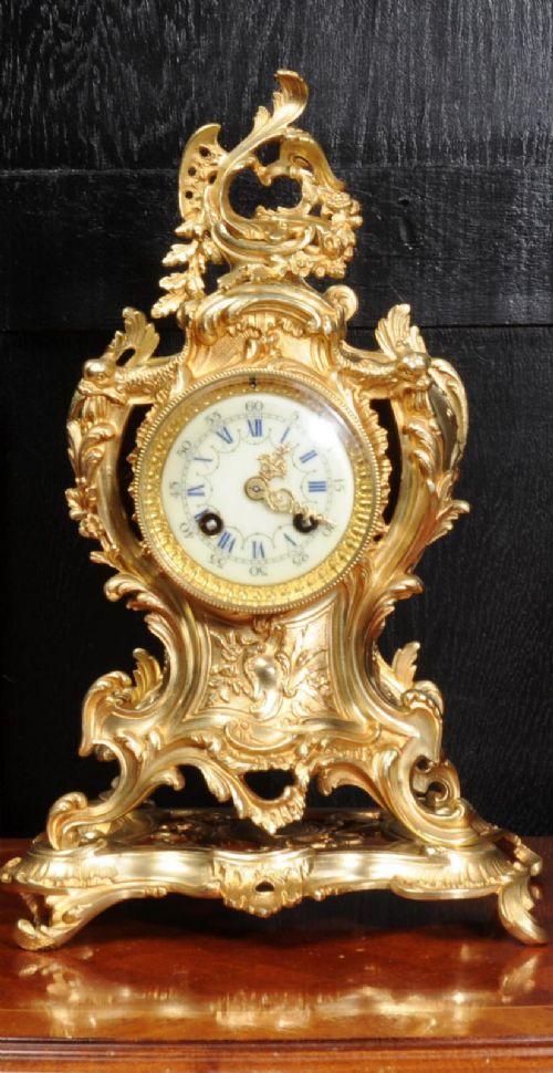Louis Japy Antique French Gilt Bronze Rococo Clock ~ Dolphins