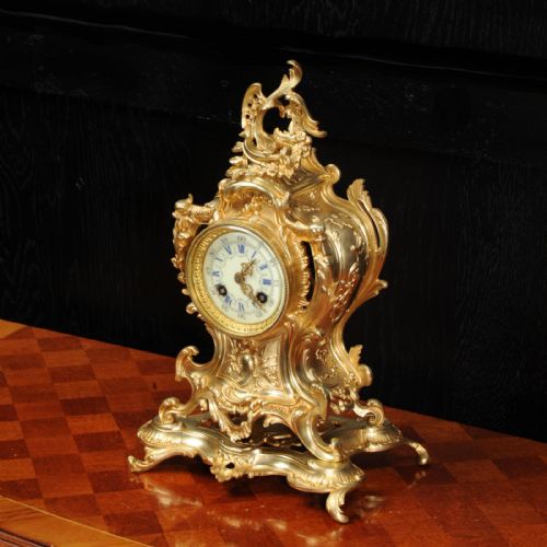 fig 1. Louis Japy Antique French Gilt Bronze Rococo Clock ~ Dolphins