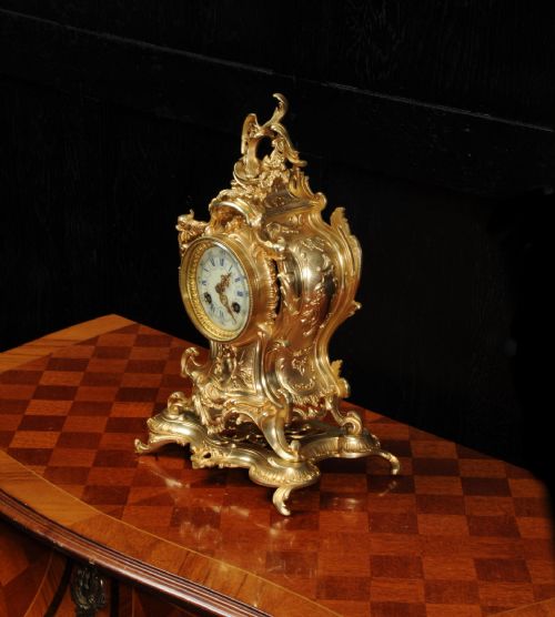 fig 5. Louis Japy Antique French Gilt Bronze Rococo Clock ~ Dolphins