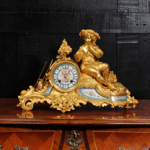 fig 1. Japy Freres Ormolu and Sevres Porcelain Clock ~ The Gardener