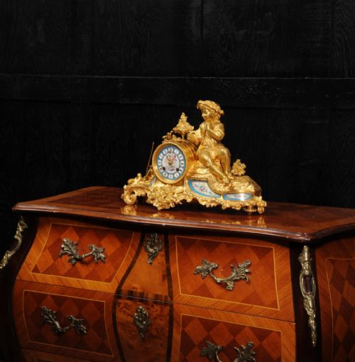 fig 2. Japy Freres Ormolu and Sevres Porcelain Clock ~ The Gardener