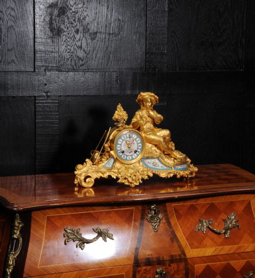 fig 3. Japy Freres Ormolu and Sevres Porcelain Clock ~ The Gardener