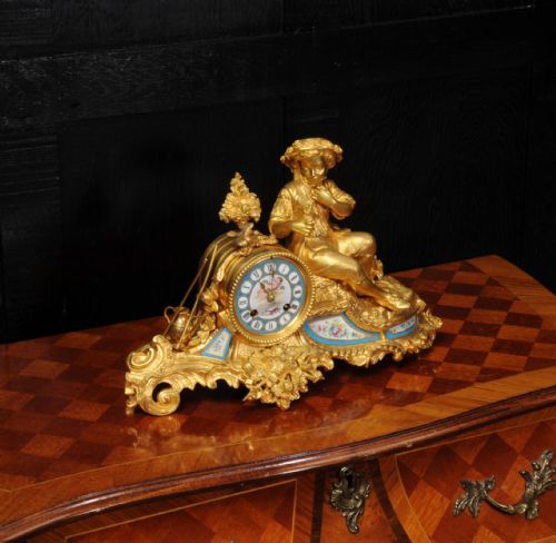 fig 4. Japy Freres Ormolu and Sevres Porcelain Clock ~ The Gardener