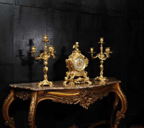 fig 3. Magnificent Antique French Rococo Clock Set ~ After Meissonnier