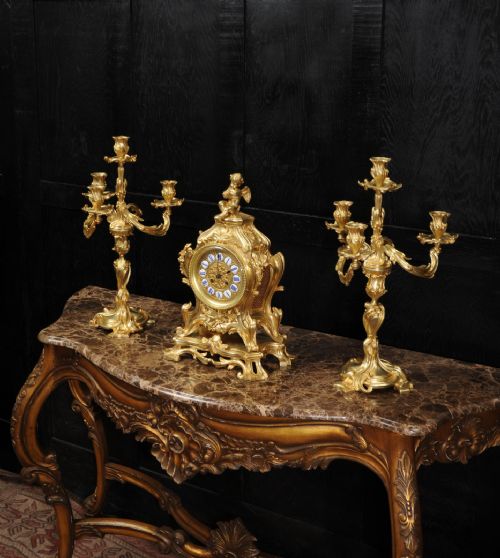 fig 4. Magnificent Antique French Rococo Clock Set ~ After Meissonnier