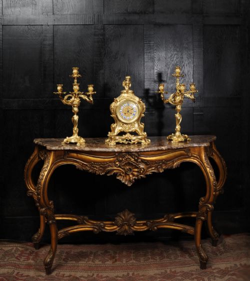 fig 5. Magnificent Antique French Rococo Clock Set ~ After Meissonnier