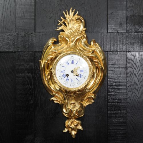 fig 1. Antique French Gilt Bronze Rococo Cartel Wall Clock