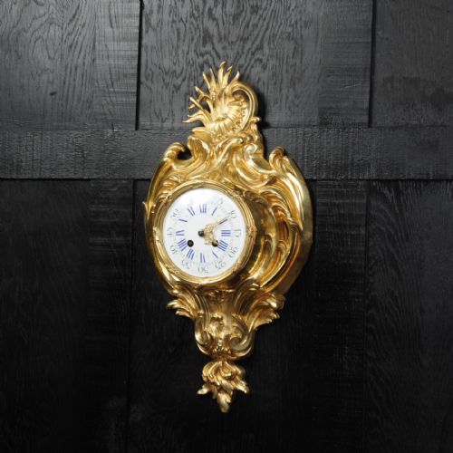 fig 2. Antique French Gilt Bronze Rococo Cartel Wall Clock