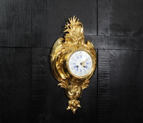 fig 3. Antique French Gilt Bronze Rococo Cartel Wall Clock