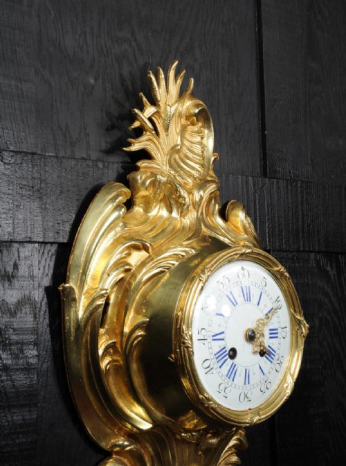 fig 4. Antique French Gilt Bronze Rococo Cartel Wall Clock
