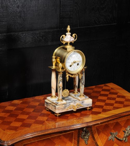 fig 4. Ormolu and Specimen Marble Portico Clock Antique French