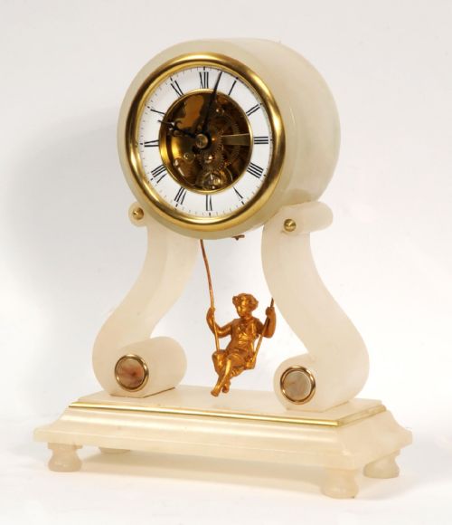 fig 1. Rare Eugene Farcot Maiden On A Swing Boudoir Antique French Clock