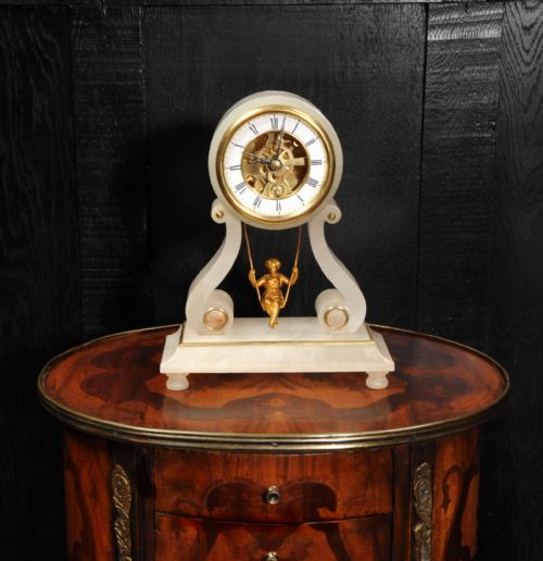 fig 2. Rare Eugene Farcot Maiden On A Swing Boudoir Antique French Clock