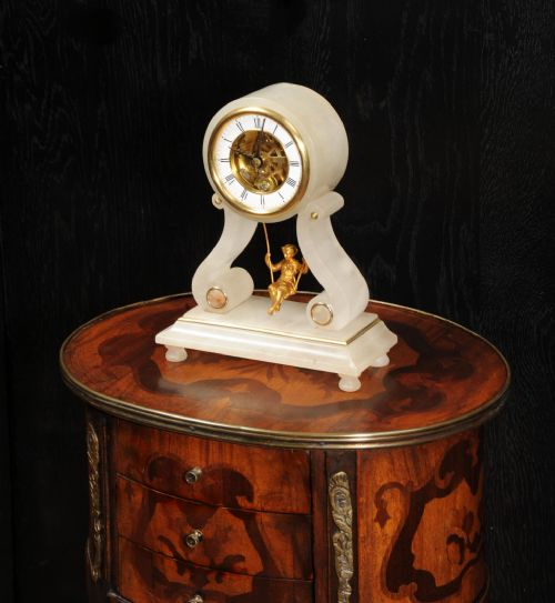 fig 3. Rare Eugene Farcot Maiden On A Swing Boudoir Antique French Clock