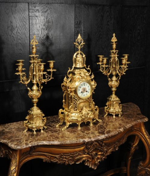 fig 3. Large Antique French Baroque Clock Set by Japy Freres
