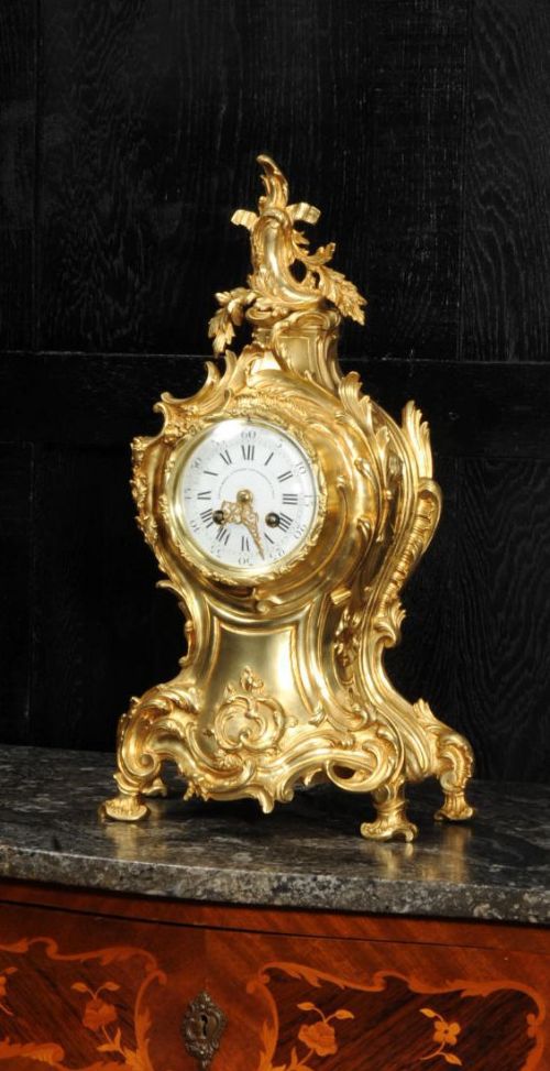 Louis Japy Antique French Gilt Bronze Rococo Clock