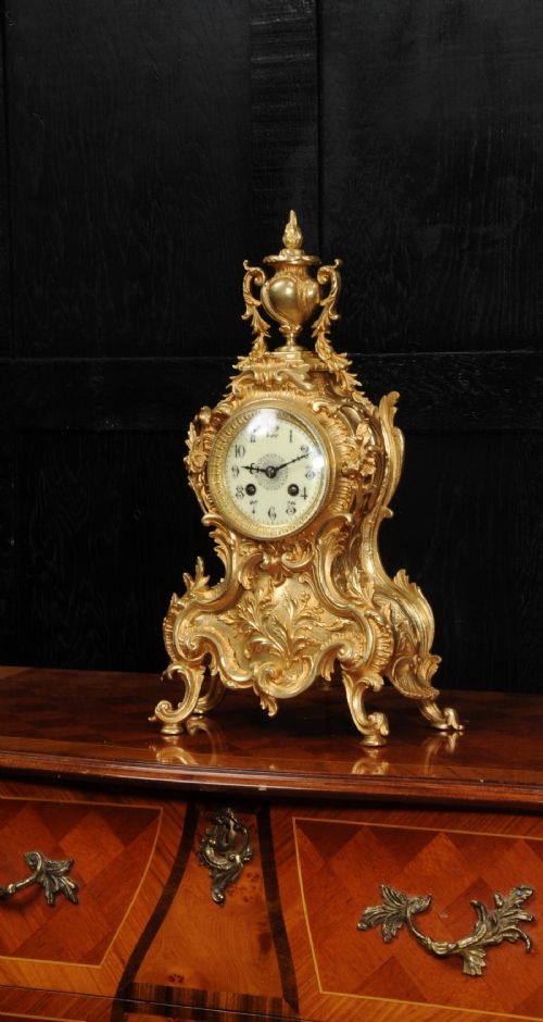Antique French Gilt Bronze Rococo Clock