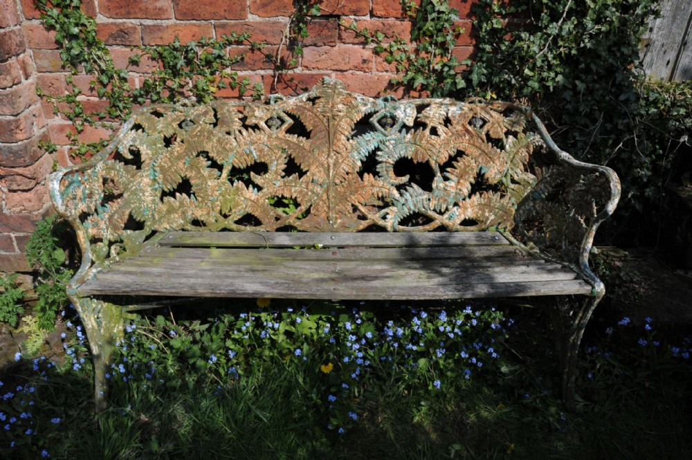 Victorian Cast Iron Bench Coalbrookdale Fern and Berry Pattern 