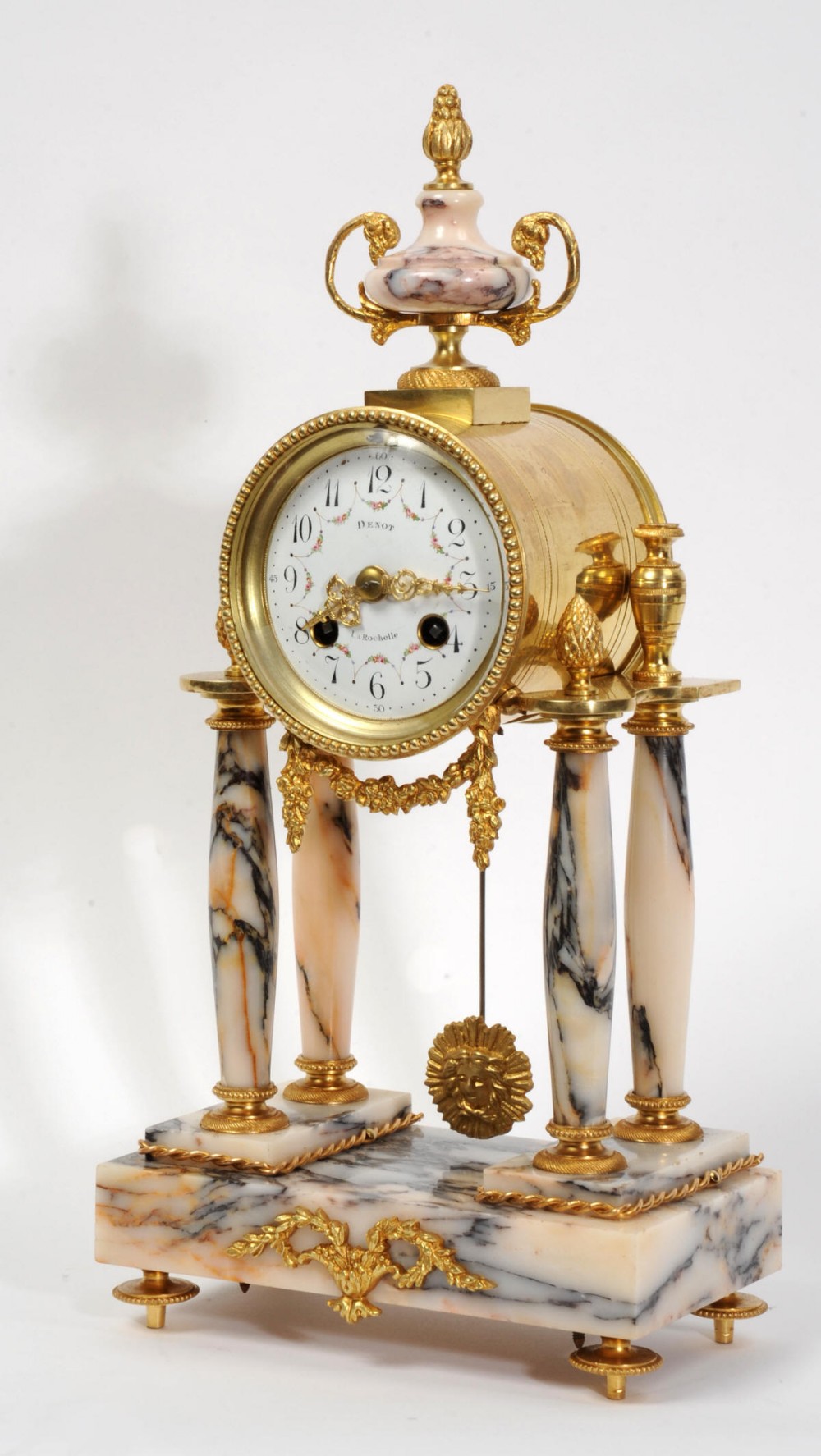 Ormolu and Specimen Marble Portico Clock Antique French