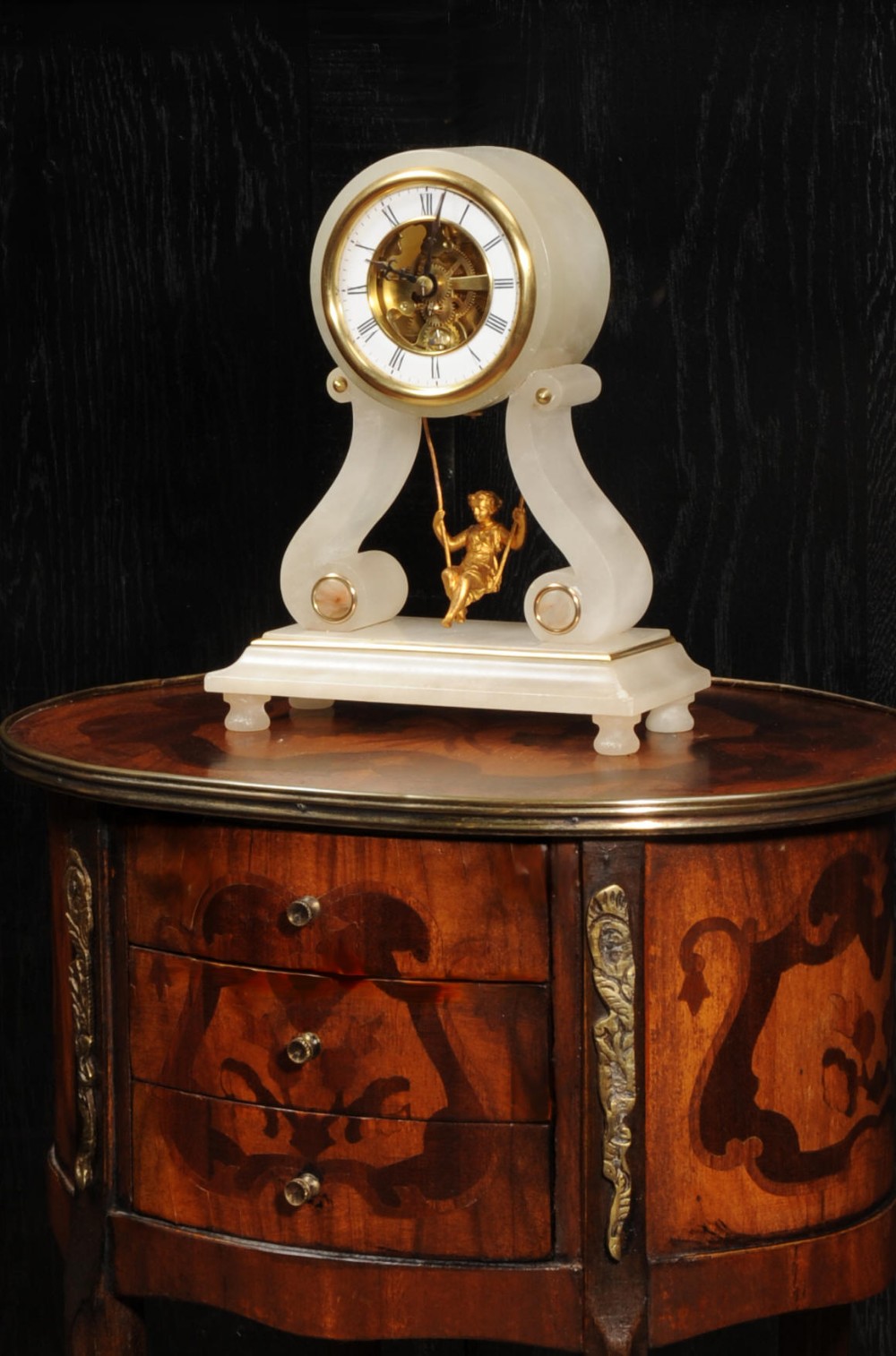 Rare Eugene Farcot Maiden On A Swing Boudoir Antique French Clock