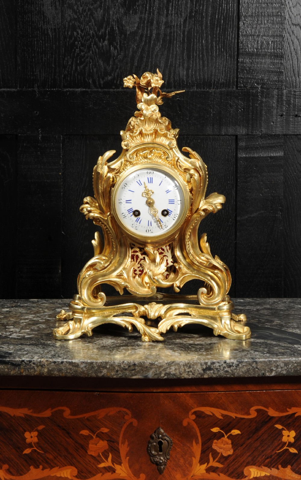 Antique French Gilt Ormolu Rococo Clock