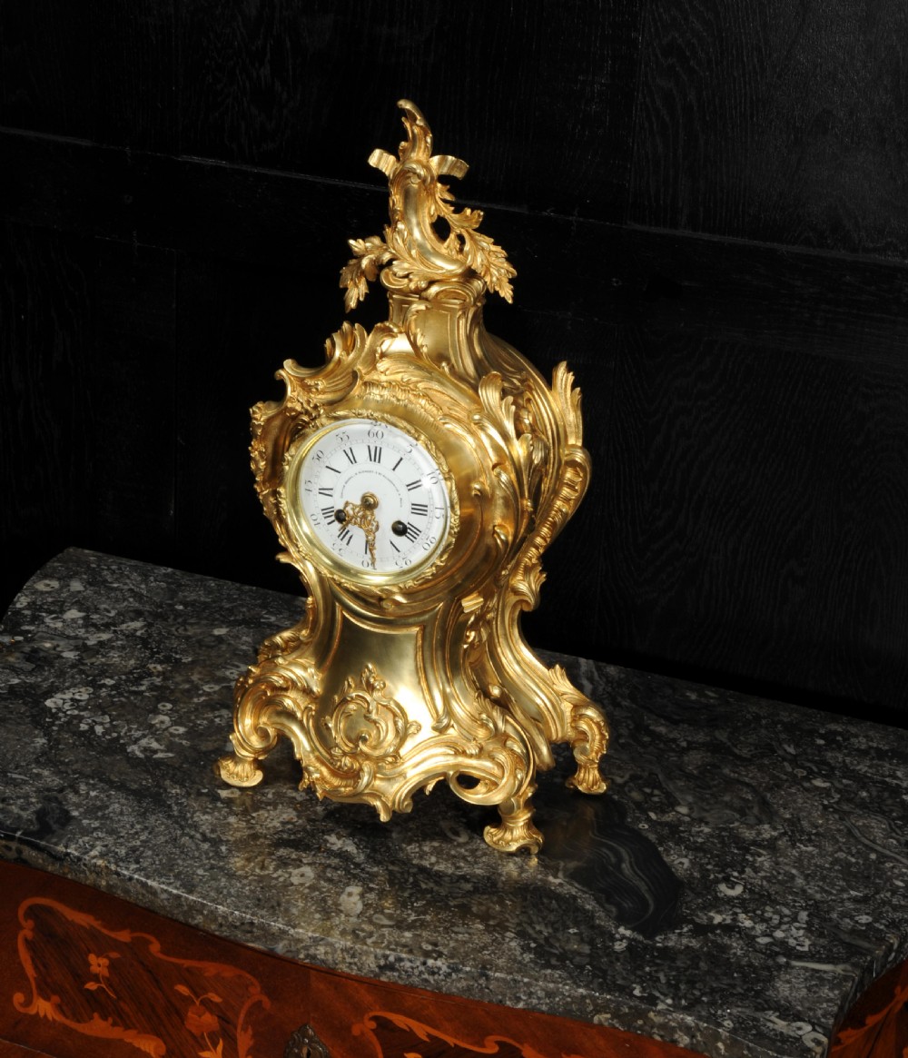 Louis Japy Antique French Gilt Bronze Rococo Clock View XII