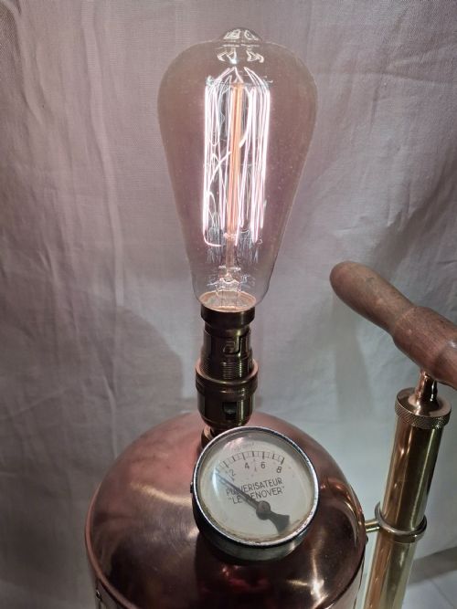 FRENCH COPPER HORTICULTURE GARDEN SPRAYER UPCYCLED LAMP - ADDITIONAL PHOTO 5