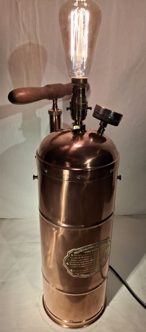 FRENCH COPPER HORTICULTURE GARDEN SPRAYER UPCYCLED LAMP - ADDITIONAL PHOTO 1