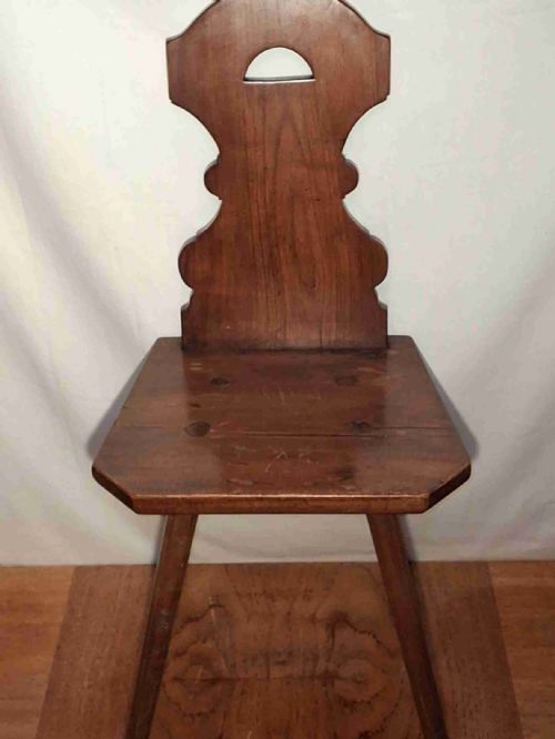 PAIR TYROLEAN SWISS MOUNTAIN FOLK CHAIRS - ADDITIONAL PHOTO 4