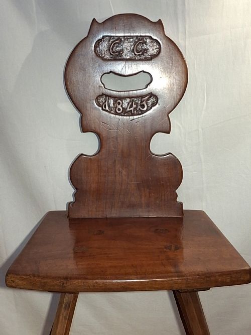 PAIR TYROLEAN SWISS MOUNTAIN FOLK CHAIRS - ADDITIONAL PHOTO 5