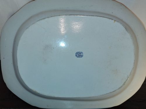 HUGE MINTON BLUE AND WHITE MEAT PLATTER AND DRAINER LONDON GOLDSMITHS COAT OF ARMS C 1820 - ADDITIONAL PHOTO 4