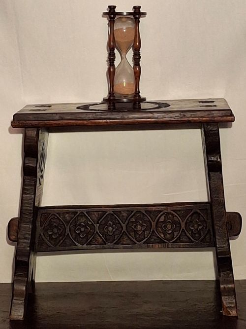 MEDIUM SIZED ANTIQUE SANDTIMER HOURGLASS IN MAHOGONY CIRCA 1800 - ADDITIONAL PHOTO 7