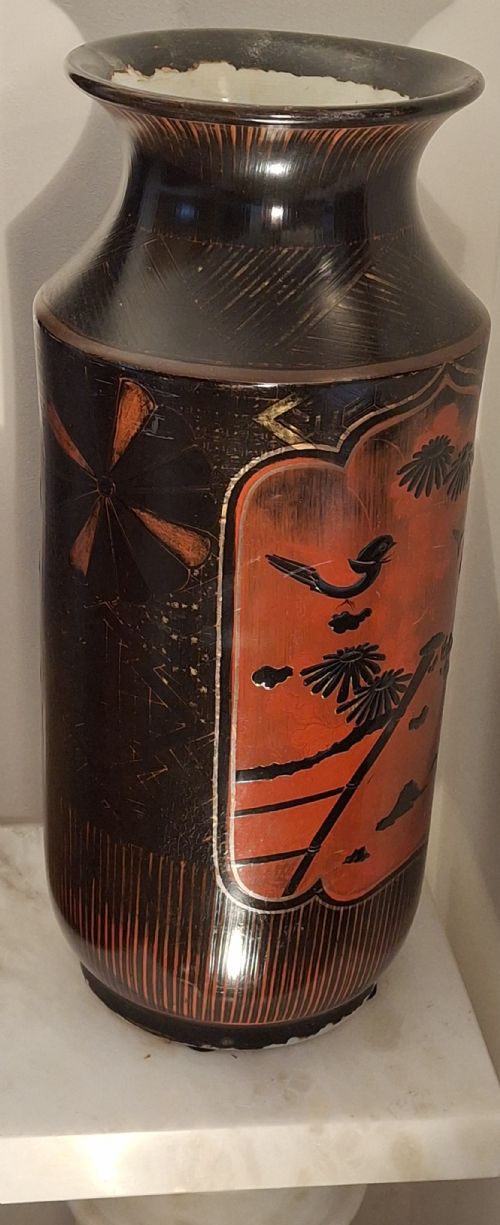 JAPANESE PORCELAIN VASE WITH LACQUER OVERPAINT CIRCA 1880 - ADDITIONAL PHOTO 4
