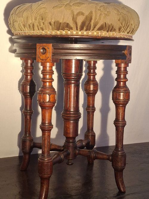 JAMES SHOOLBRED CIRCULAR PIANO STOOL C1900 - ADDITIONAL PHOTO 2