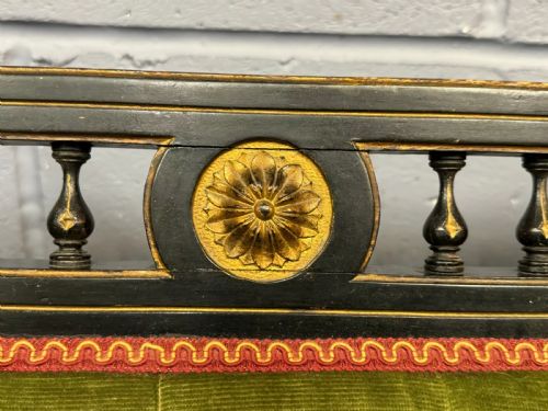 RARE JAS JAMES SHOOLBRED ANTIQUE EBONISED AESTHETIC PERIOD SOFA 2 CHAIRS SALON SUITE C1880 - ADDITIONAL PHOTO 5