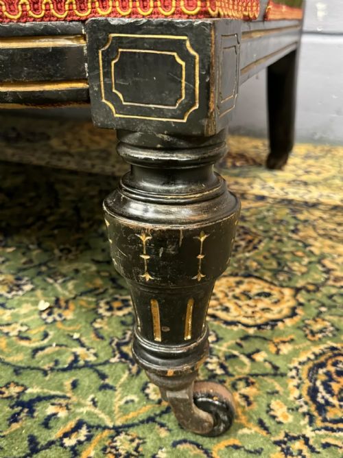 RARE JAS JAMES SHOOLBRED ANTIQUE EBONISED AESTHETIC PERIOD SOFA 2 CHAIRS SALON SUITE C1880 - ADDITIONAL PHOTO 9