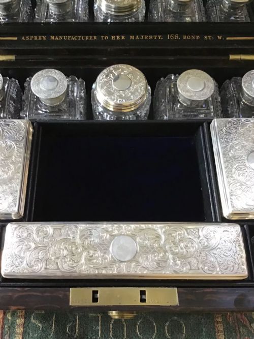 RARE ASPREY COROMANDAL VANITY CASE WTTH CRYSTAL CUT BOTTLES TRAYS 1862 - ADDITIONAL PHOTO 11