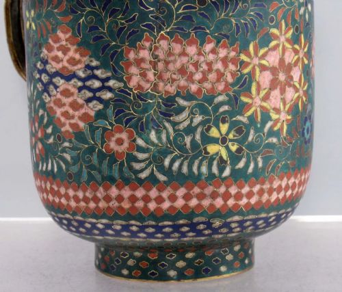 JAPANESE CLOISONNE ENAMEL CUP MUG WITH LID LATE EDO PERIOD C1860 - ADDITIONAL PHOTO 4